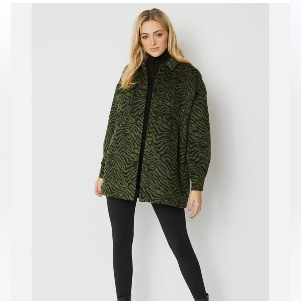 Zara Green/Black Safary Animal Print Jacket